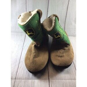 John Deere Cowboy Boot Slippers Boys Brown/Green Youth L/XL 3-5